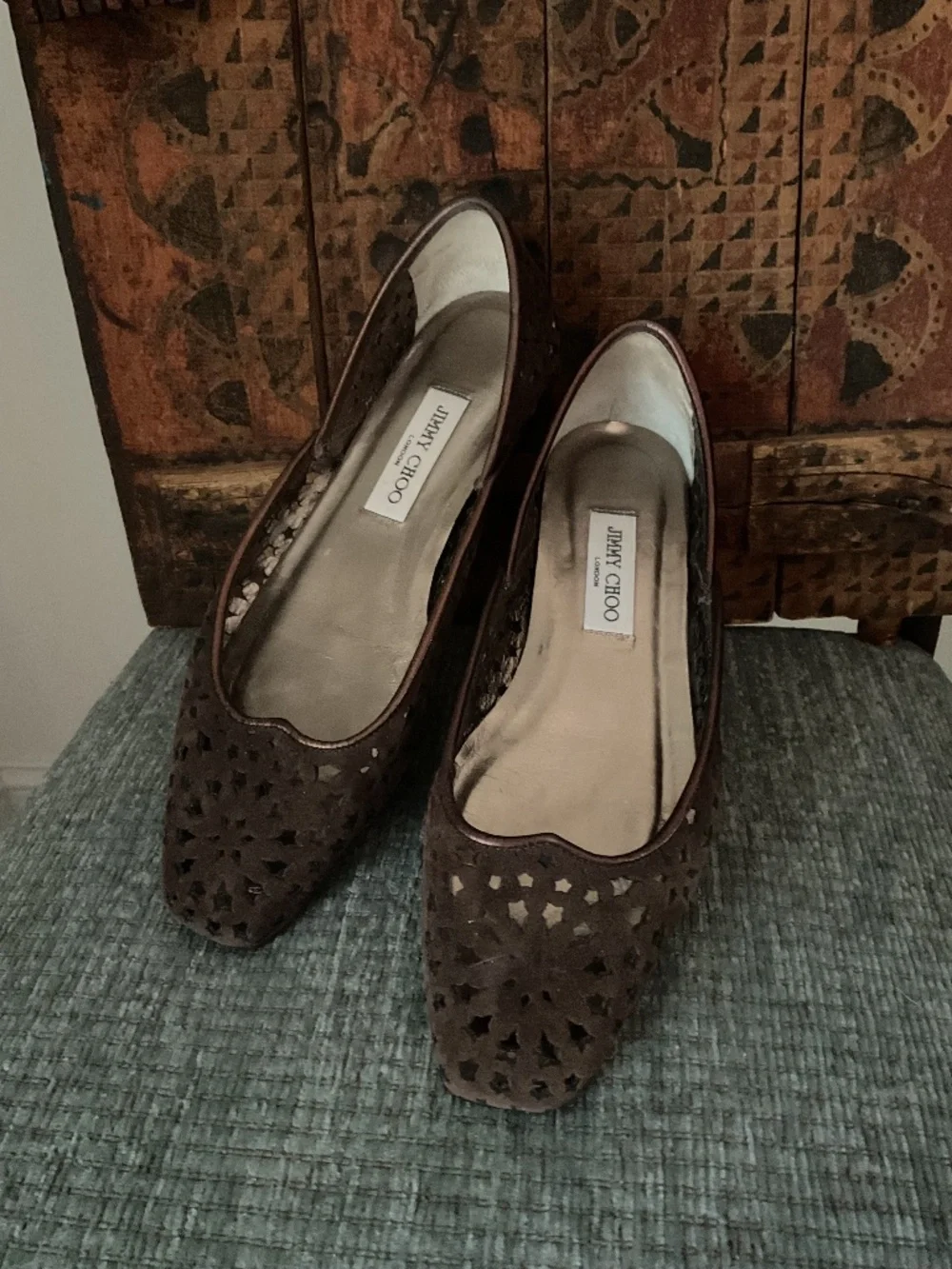 Jimmy Choo, made in Italy, brown suede flats size 40